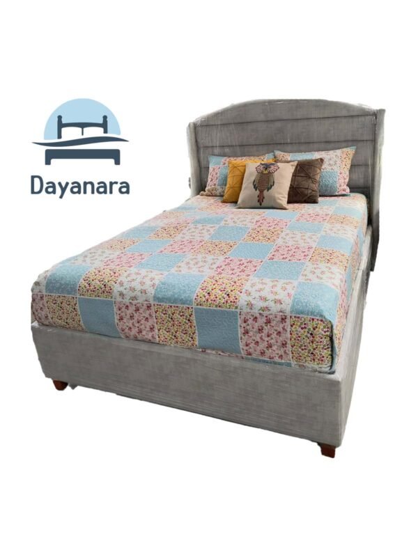 Box Tarima Gris Capitoneado a Cuadros 2 plazas